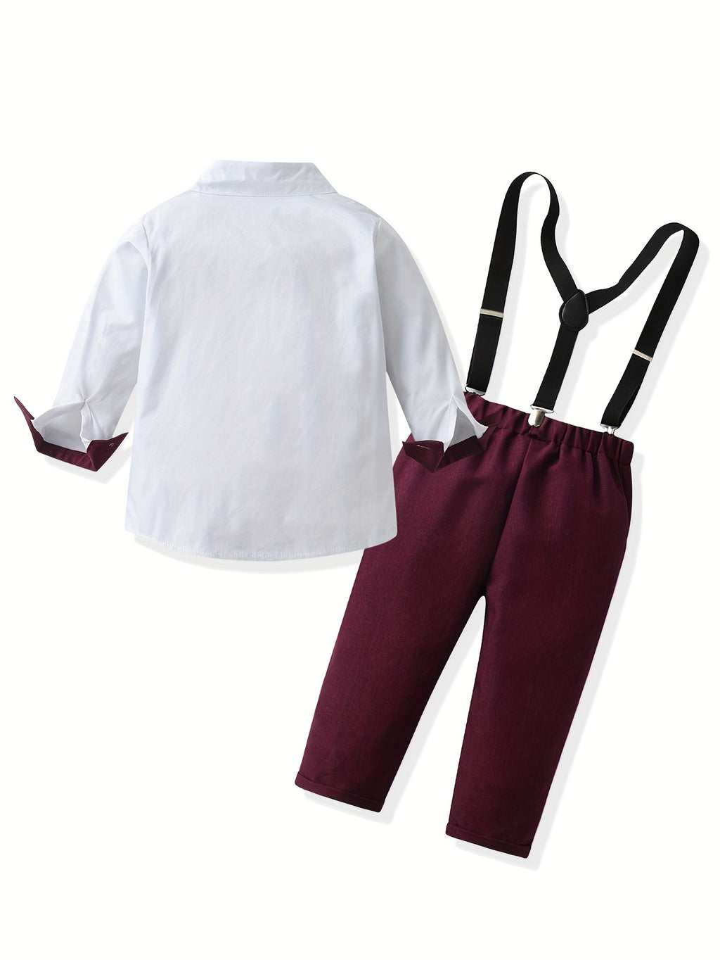 Boys' Spring Autumn Solid Color Long Sleeve Dress Suit, Gentleman Trousers Set, Kids Shirt Dress 4pcs Outfit, Boys' Spring Festival Gentleman Party Dress, Long Sleeve Suit