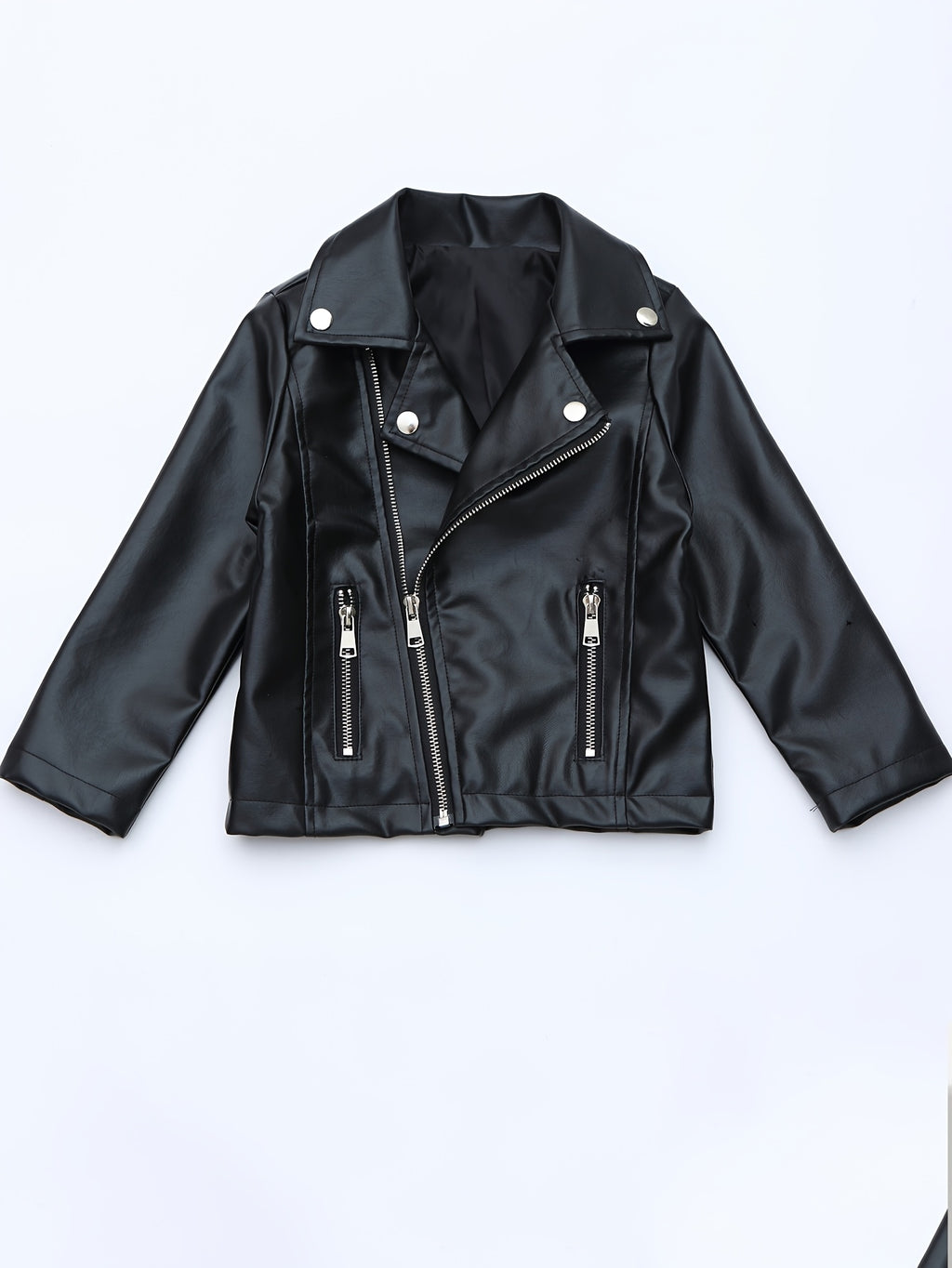 Boys' Cool Street-Style PU Leather Jacket, Spring/Autumn Fashionable Vintage Lapel Motorcycle PU Leather Jacket Outerwear,halloween