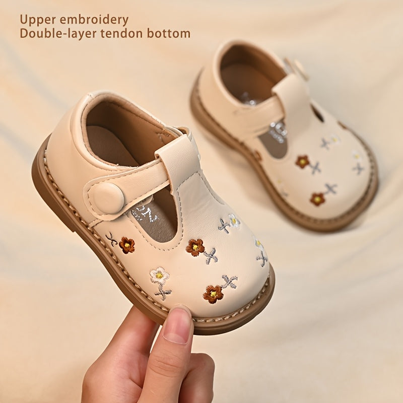 Spring And Summer Soft-Soled Embroidered Flower 1-3 Year Old Baby Girl Toddler Shoes Princess Shoes Flat Non-Slip Wear-Resistant Baby Girl Small Shoes Four Seasons 2 Year Old Girl Casual Small Girl Single Shoes