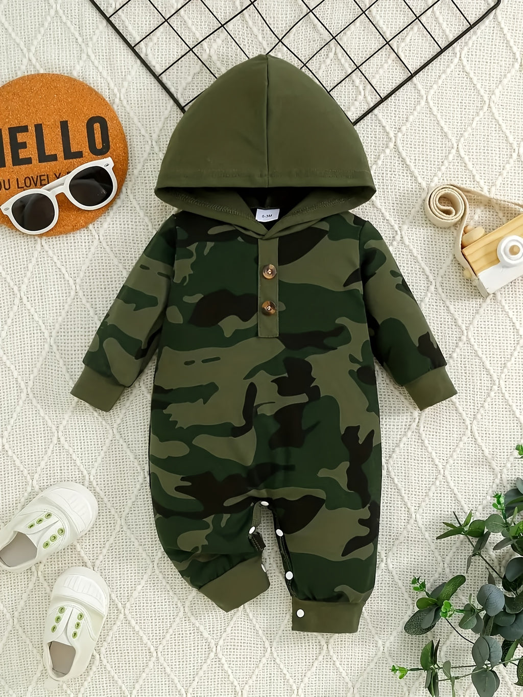 Boy's Camouflage Hoodie with Button Closure -Spring/Summer/Autumn Season - Regular Fit - Knit Fabric, Perfect for Outdoor,halloween, Perfect for Outdoor
