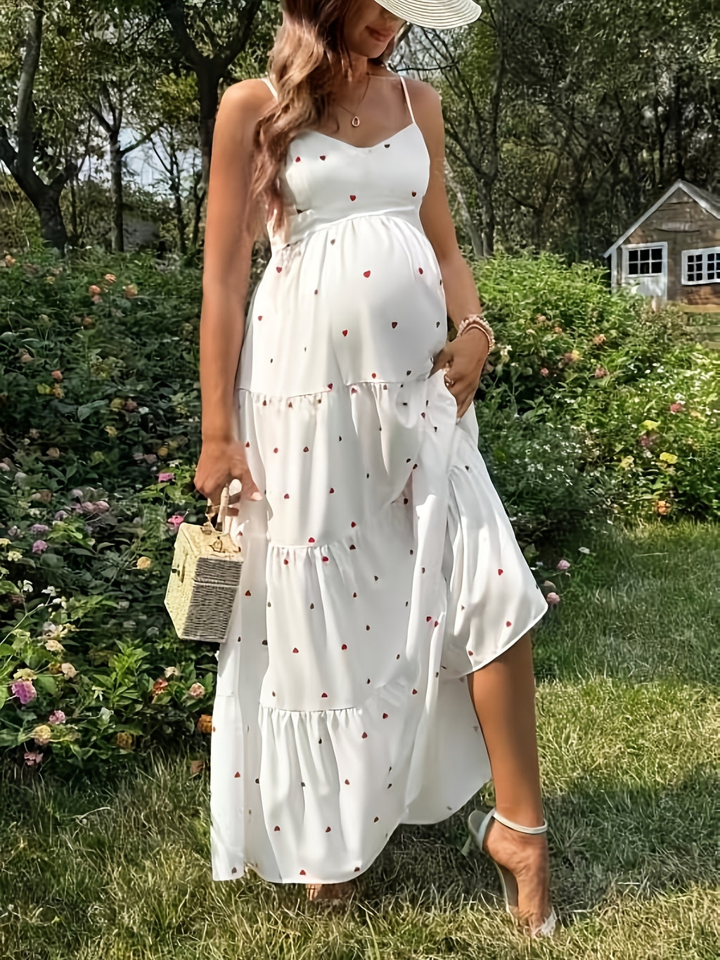 Sweet Elegant Heart Tie Backless Cami Dress for Pregnant Women
