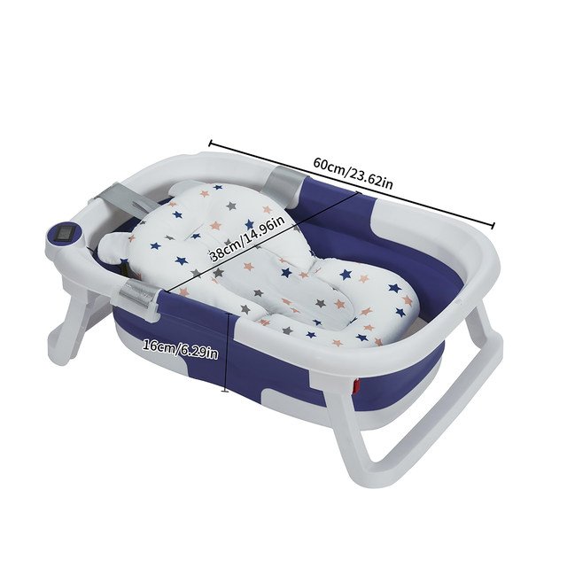 Compact Fold Up Bath with Cushion & Thermometer