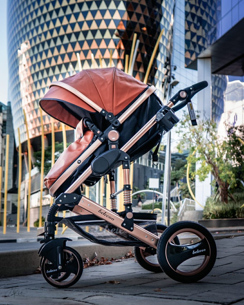 Belecoo PU Leather 2 in 1 Stroller