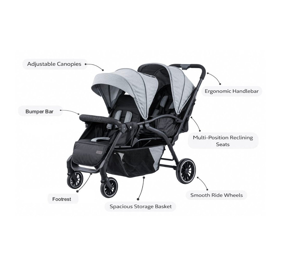 Kidilo Twin Front & Back Stroller