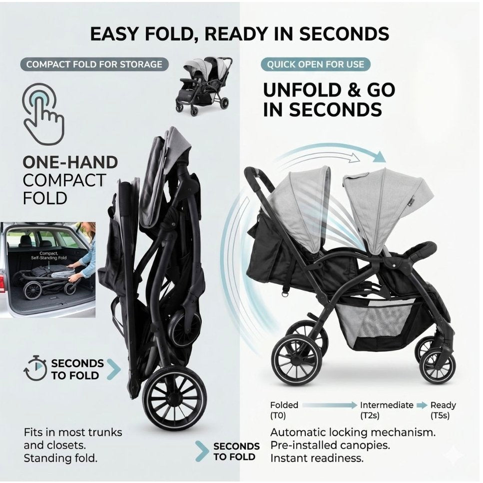 Kidilo Twin Front & Back Stroller