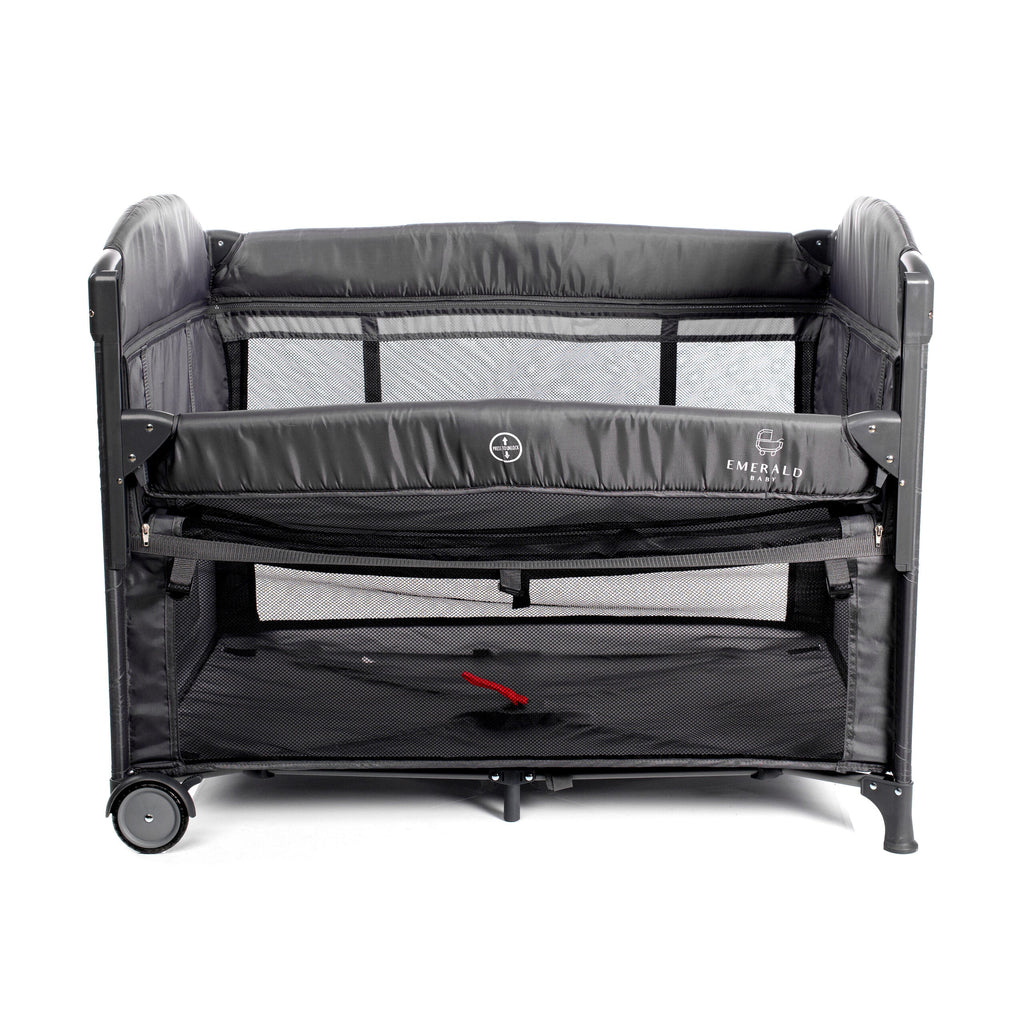 Emerald Baby Sarah Co Sleeper Camp Cot + Belecoo 3 in 1 Stroller Set (Black)