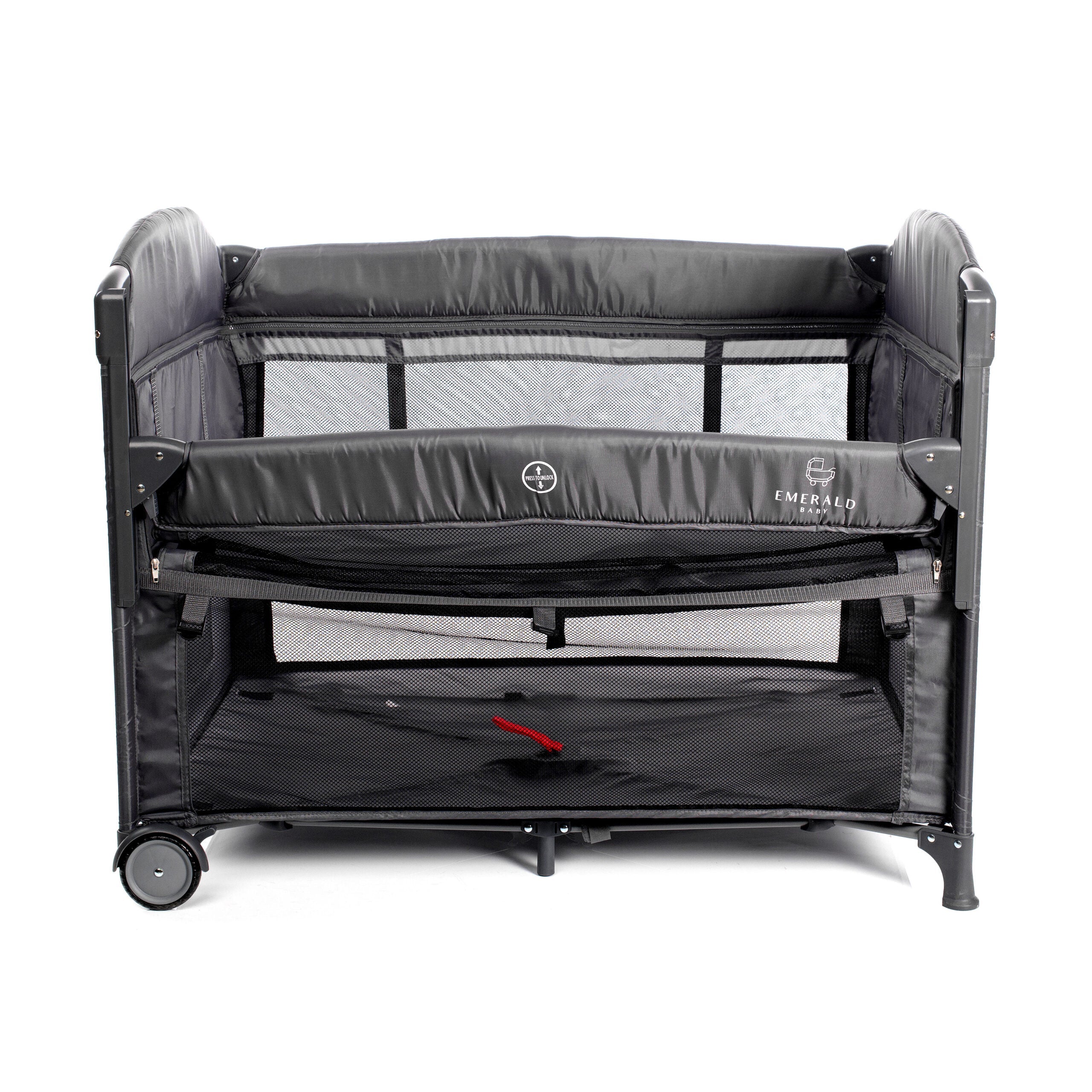 Emerald Baby Sarah Co Sleeper Camp Cot + Belecoo 3 in 1 Stroller Set (Black)