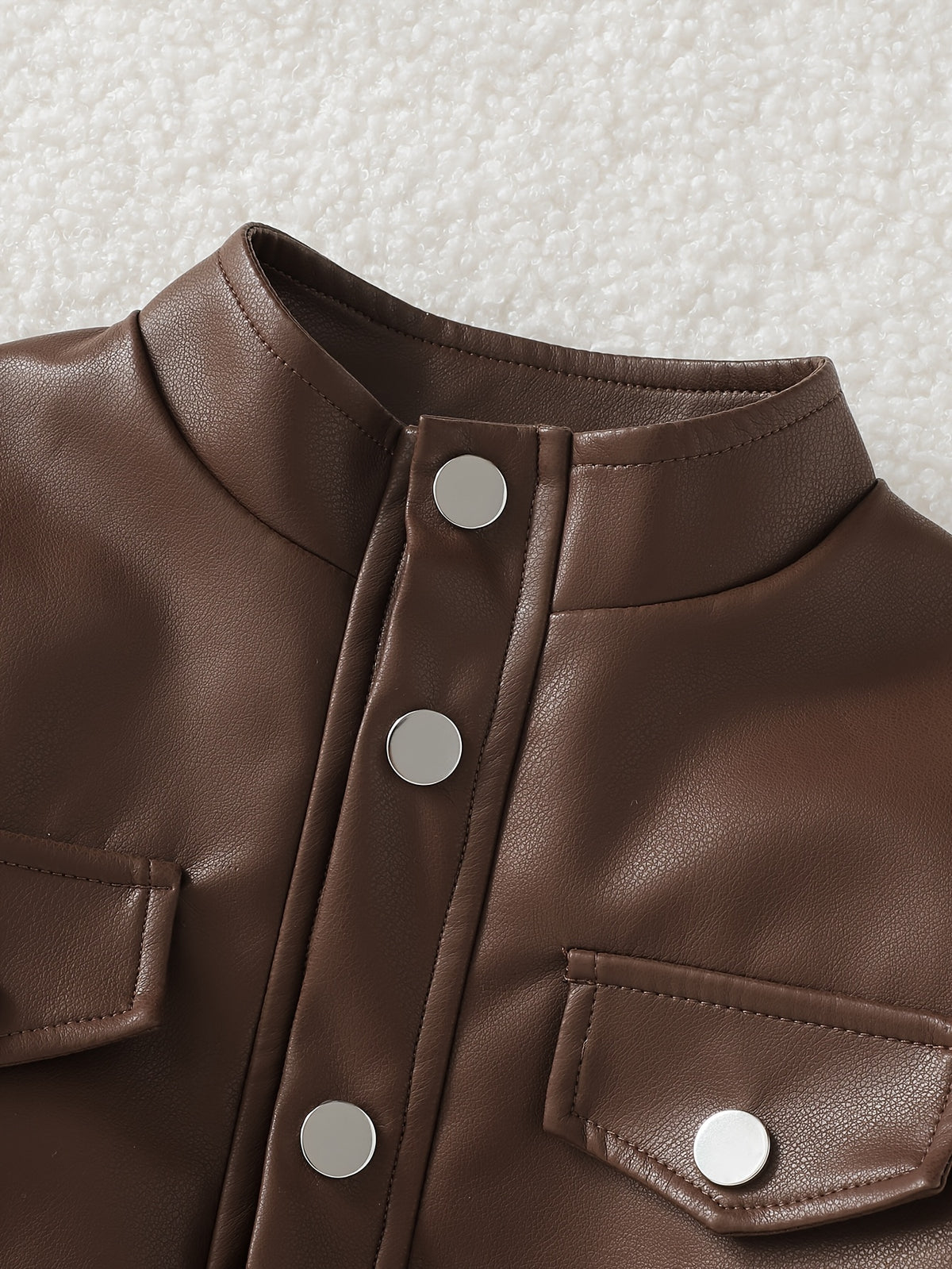 Boys' Spring/Autumn Fashion Cool Stand-Up Collar Jacket, Elastic Cuffs, Practical And Durable, Outdoor Fashion Versatile Retro Biker Style, Ideal Gift Choice