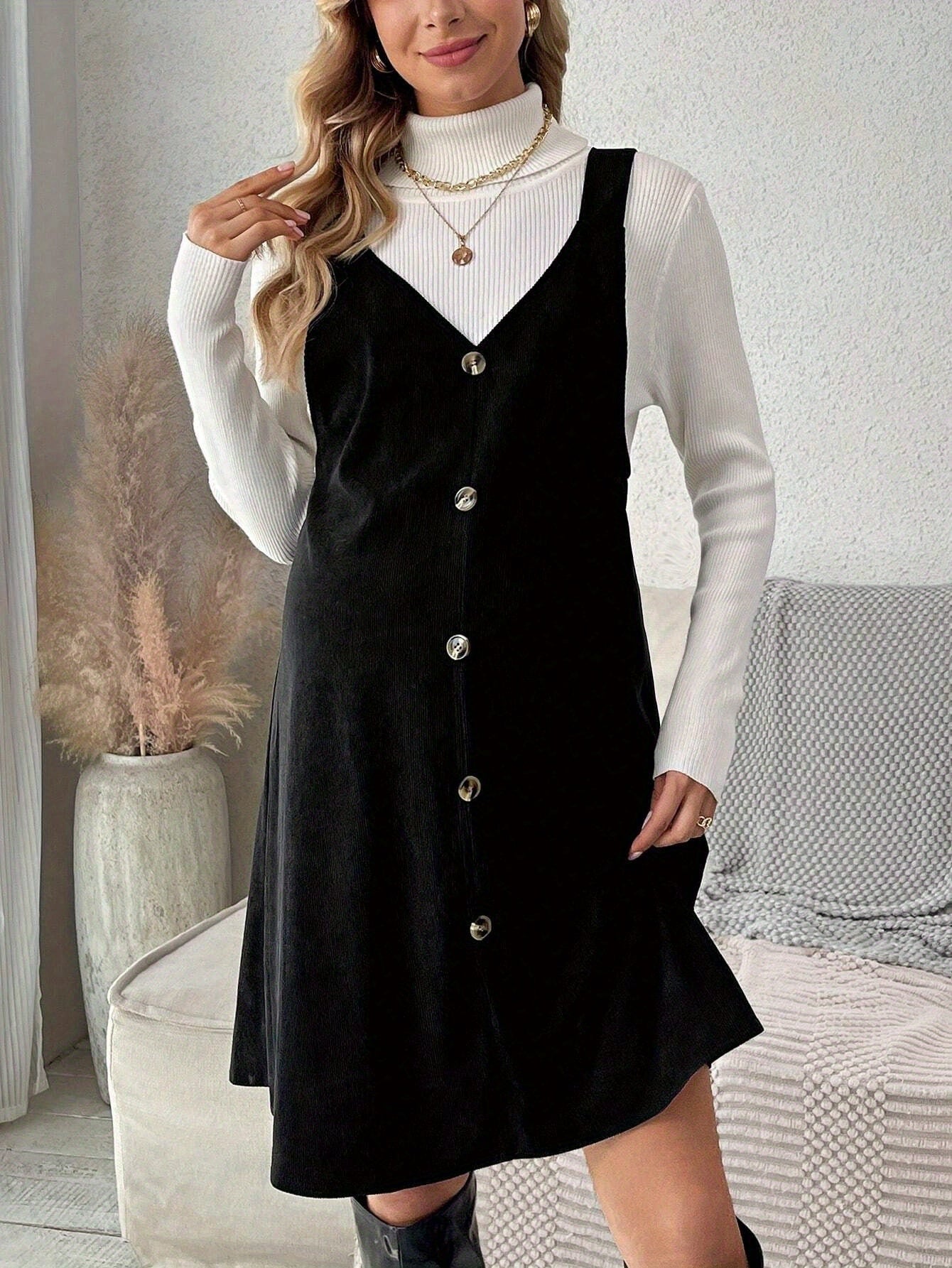 Maternity Dress Autumn Long Skirt Casual Comfortable for Bath Pregnant Outfit Single Piece Jumpsuit [Top Not Included]