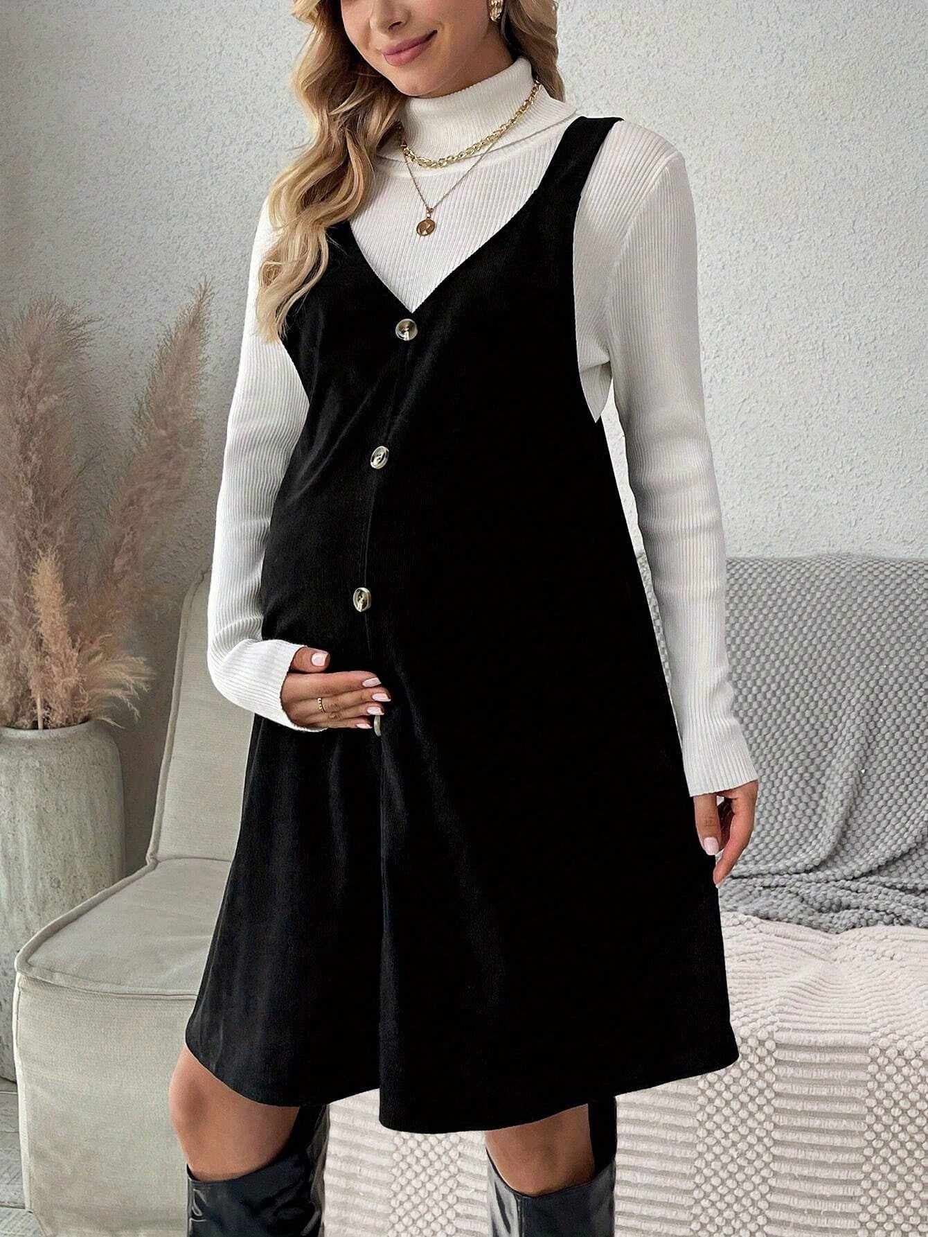 Maternity Dress Autumn Long Skirt Casual Comfortable for Bath Pregnant Outfit Single Piece Jumpsuit [Top Not Included]
