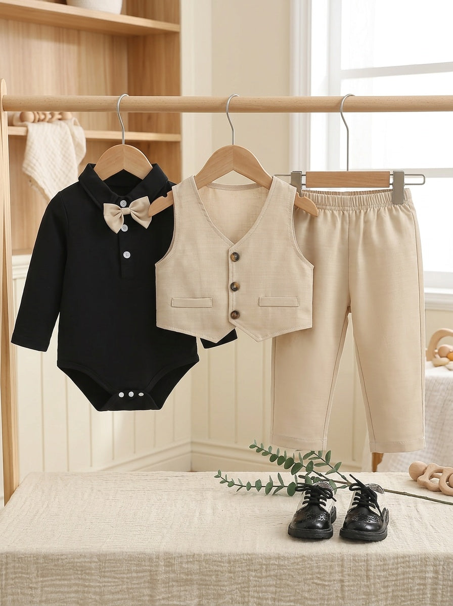 Children's Boys' Gentleman Suit: Bow Tie Shirt, Vest & Trousers, First Outfit, Holiday, First Birthday,fall and winter clothes