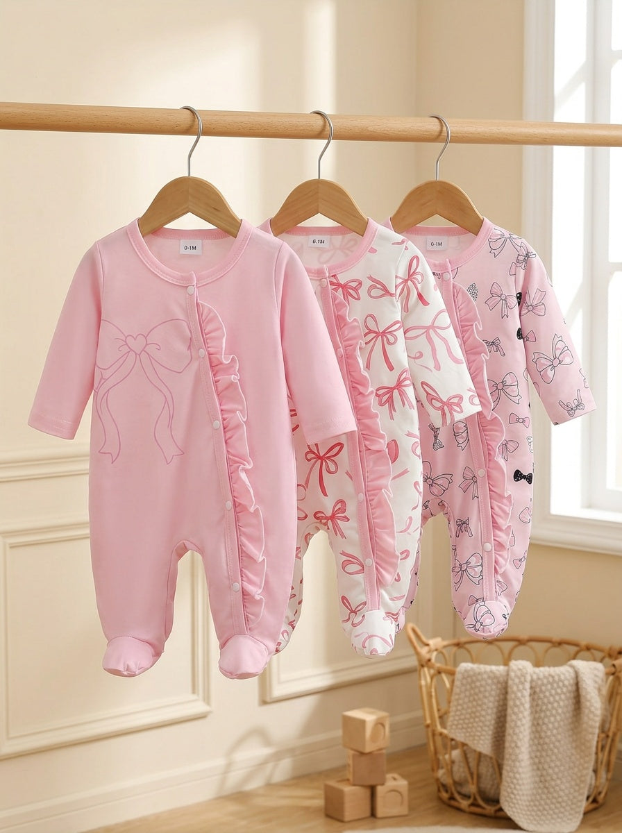 Baby Stuff, Girls' Three-Piece Romper Set