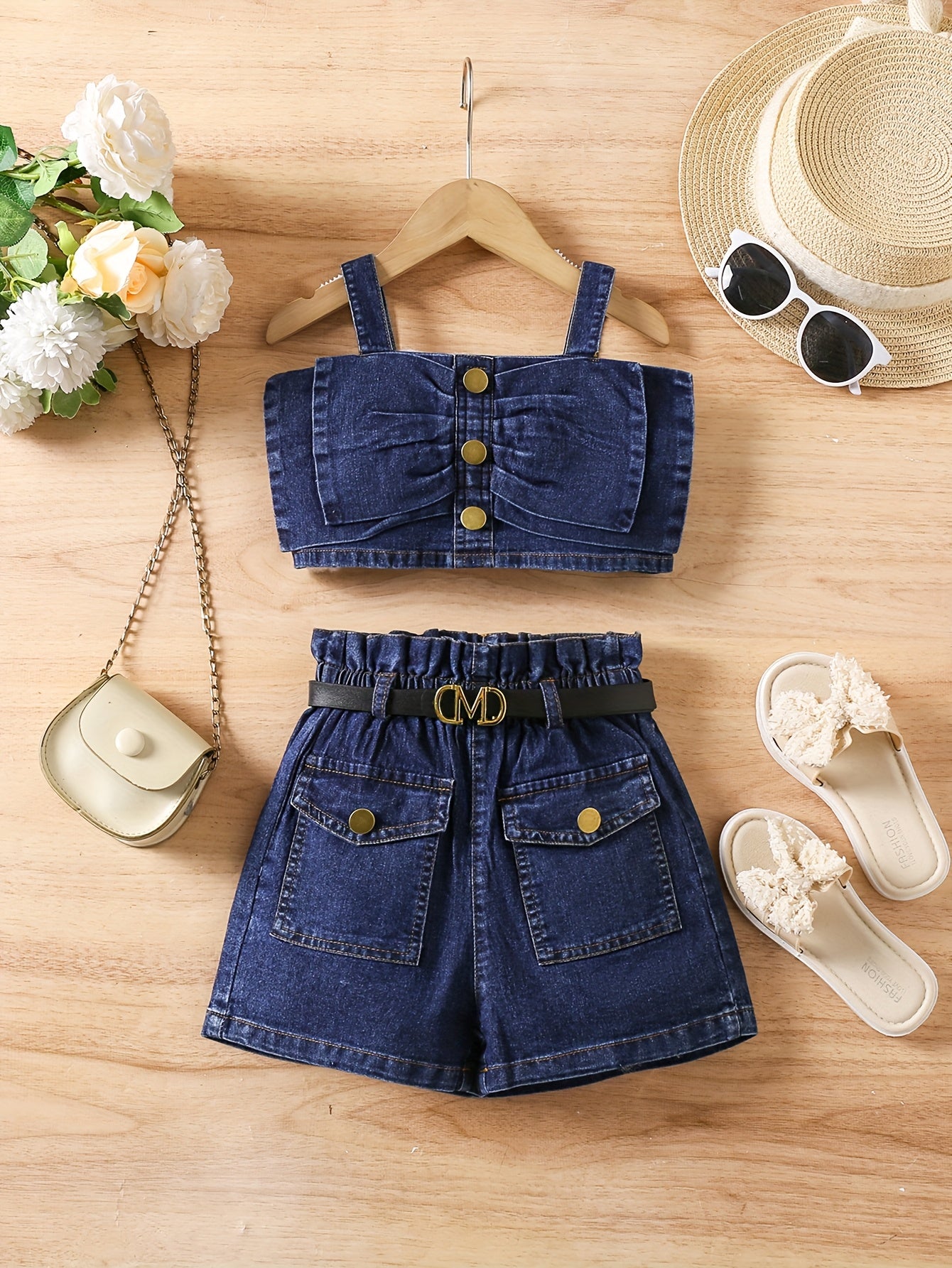 Girls' Daily Casual Outing Style Tencel Denim Suit, Denim Suit, for Outdoor