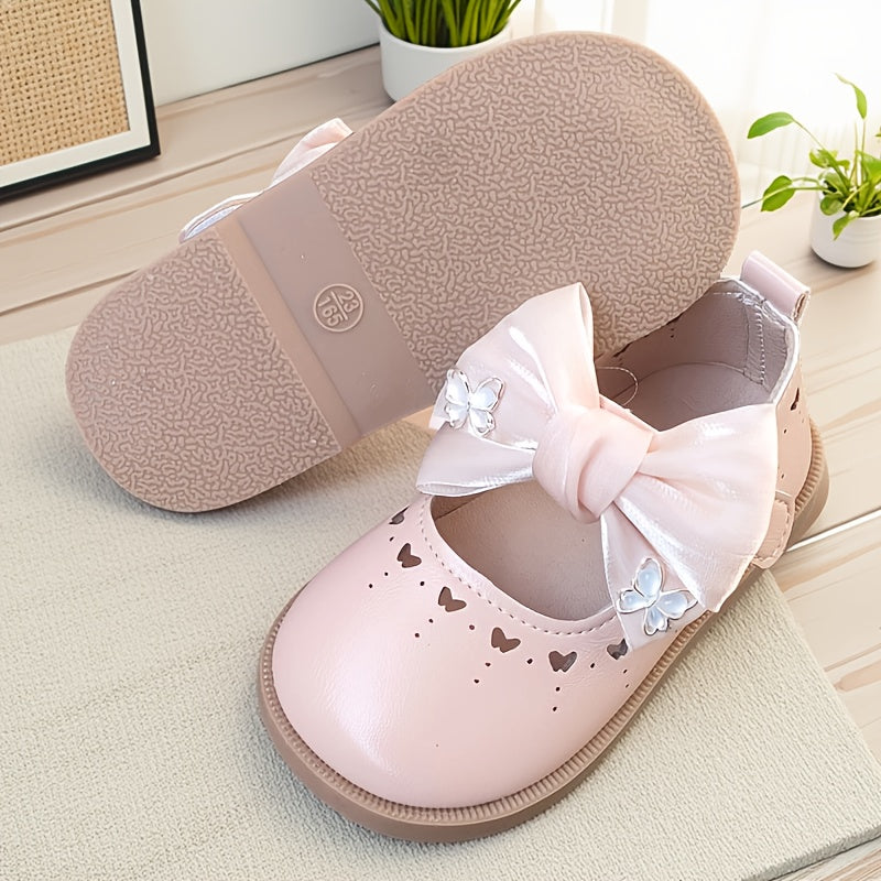 Girls' Lace Bow Preppy All-Season Versatile Princess Shoes, Ladies' Comfortable Soft New Mary Jane Easy Hot Selling Soft-Soled British Style Fashion Baby Shoes