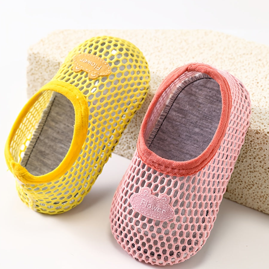 Baby Summer Large Mesh Breathable Walking Socks, Infant Anti-Slip Soft Sole Shallow Mouth Floor Socks, Kids Anti-Heel Indoor Outdoor Early Education Universal