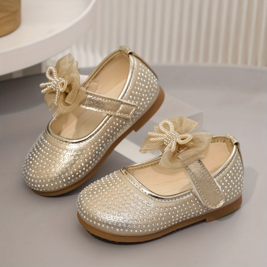 Fashion Rhinestone Bow Girls' Shoes, Lightweight Fashion Flat Shoes