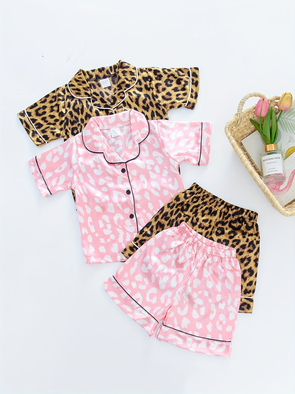 Kids Satin Pajama Sets, Short Sleeve, Two Sets