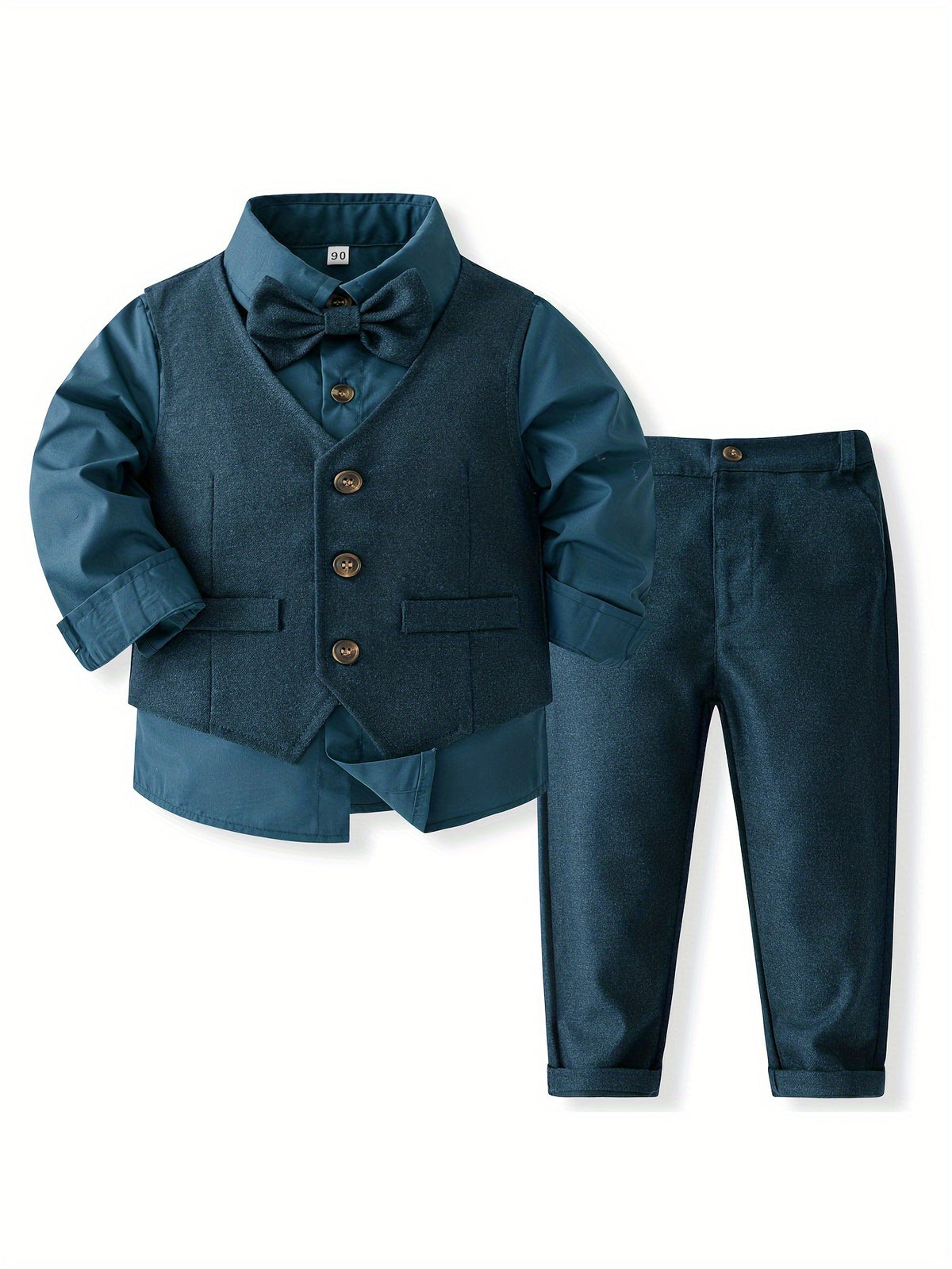 Spring/Autumn Boys' Gentleman Three-Piece Set: Vest, Long-Sleeve Lapel Shirt, and Casual Trousers