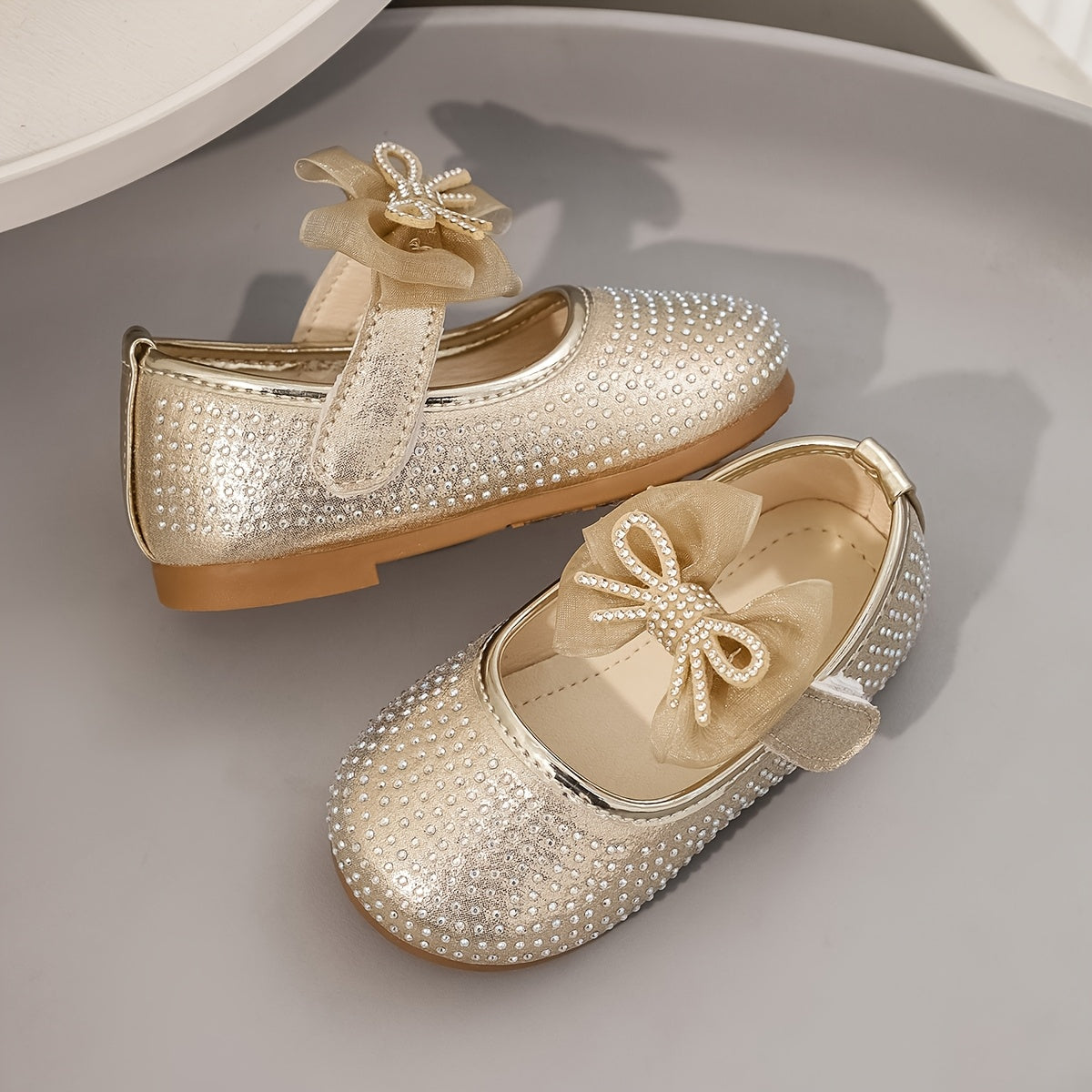 Fashion Rhinestone Bow Girls' Shoes, Lightweight Fashion Flat Shoes