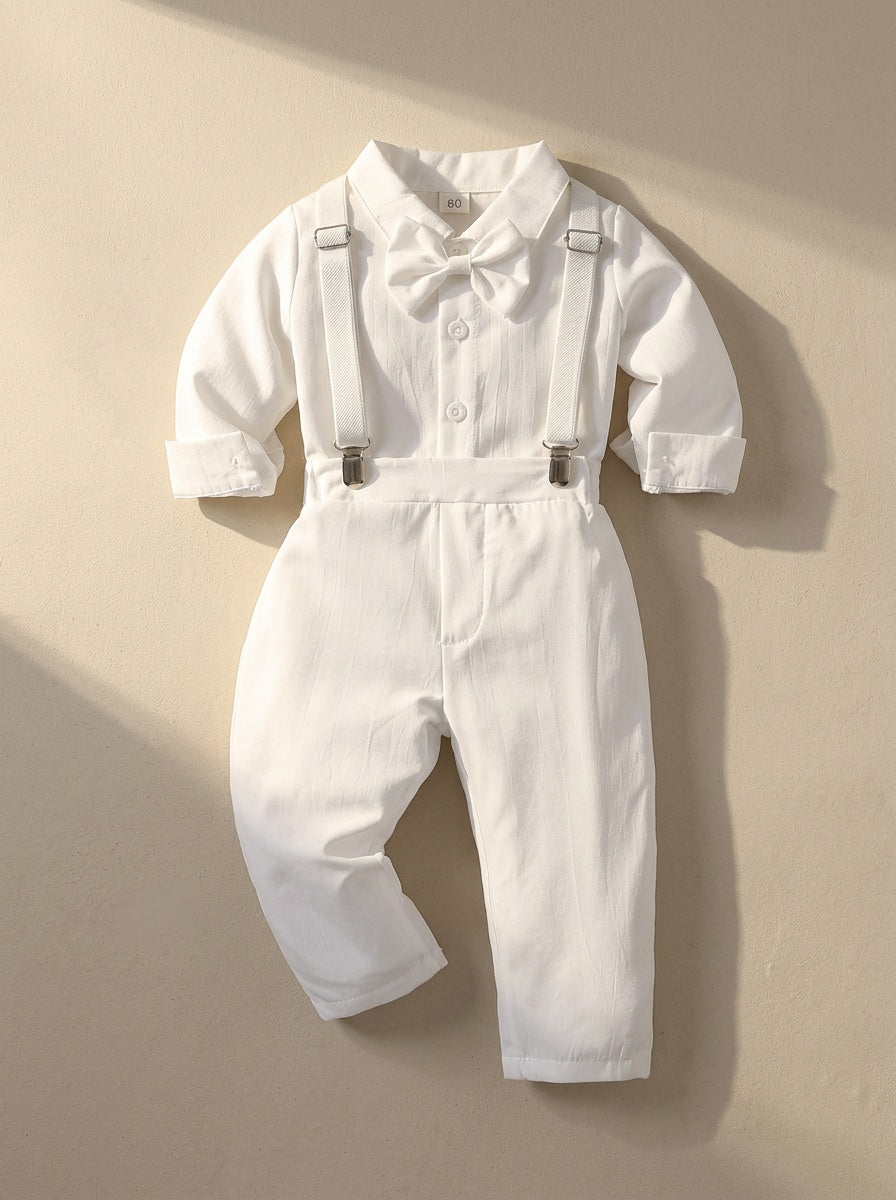 Qidan Premium Selection Baby Boy Christening Top + Suspender Trousers Two-Piece Set
