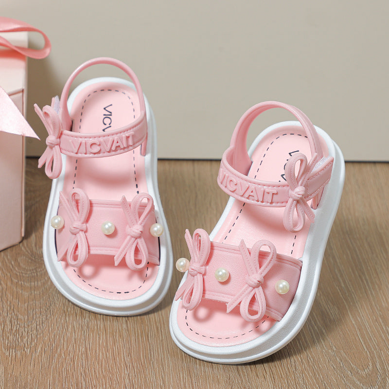 Girls' Summer Sandals, Elegant New Style, Fashionable Korean Princess Design, Cute and Versatile for Students, Stylish Beach Sandals
