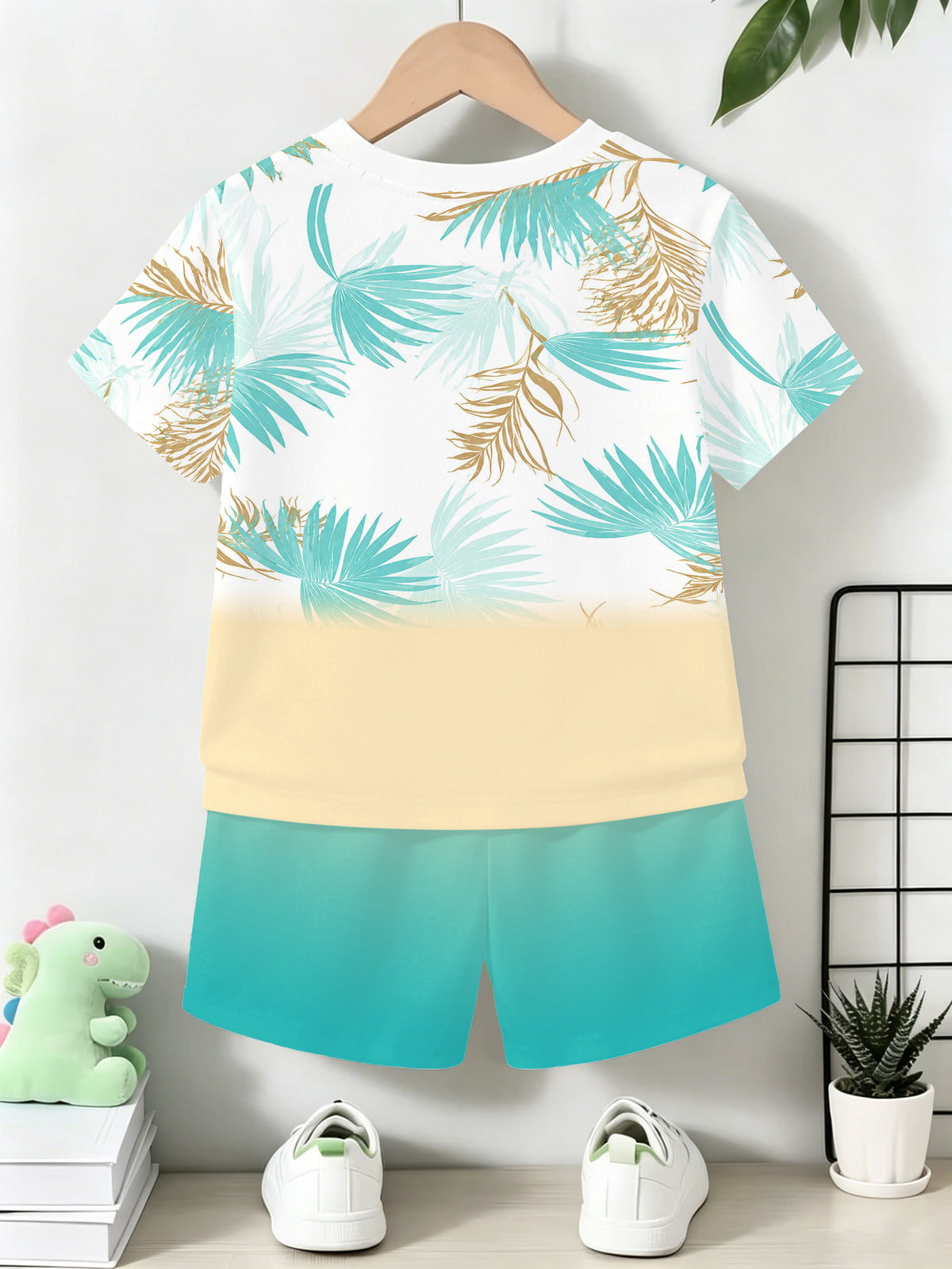 Boys' Shirt and Shorts Set Lightweight Printed Polyester