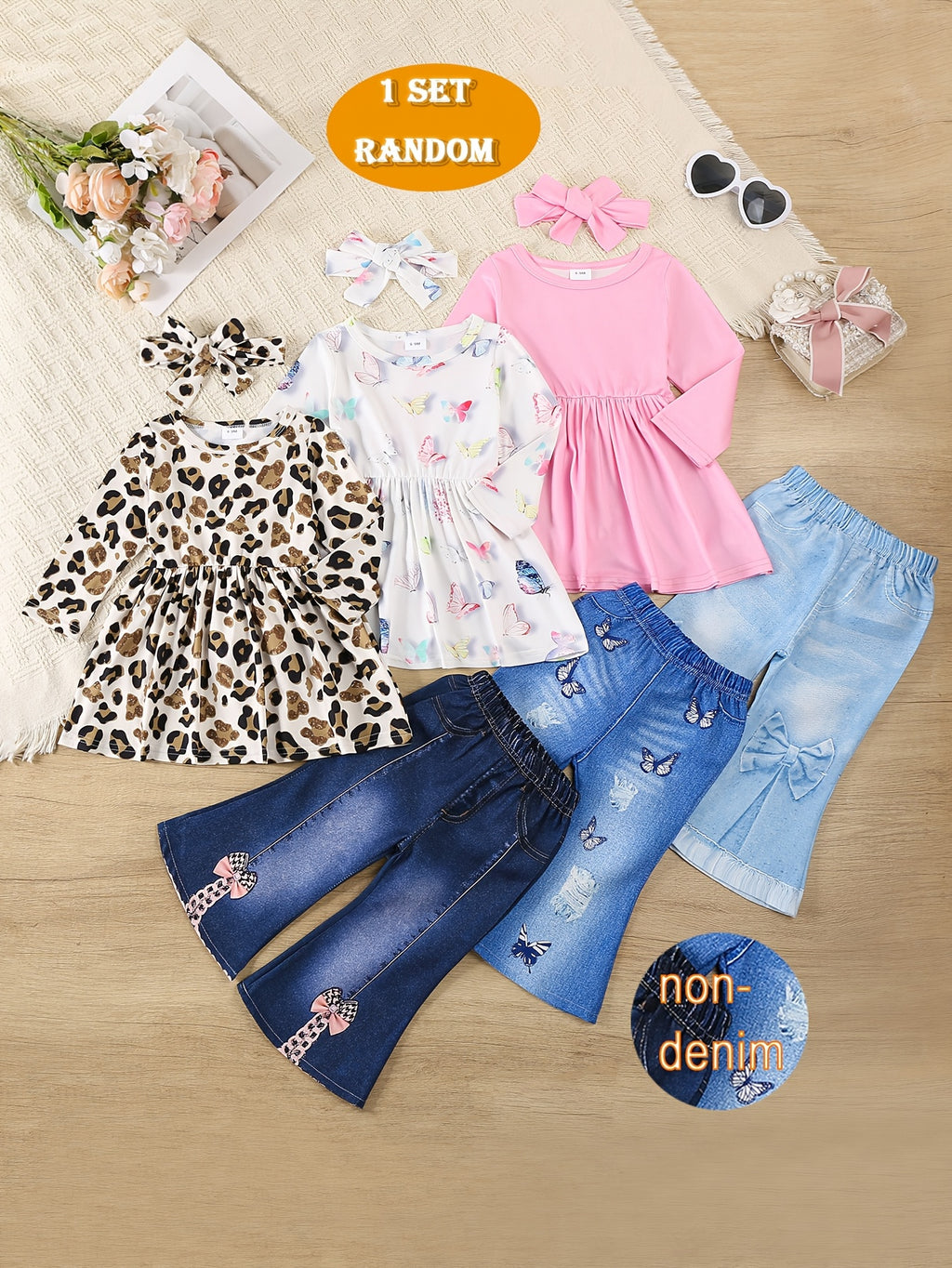 MILKMRON Girls 2-Piece Spring/Autumn Long-Sleeve Dress Set