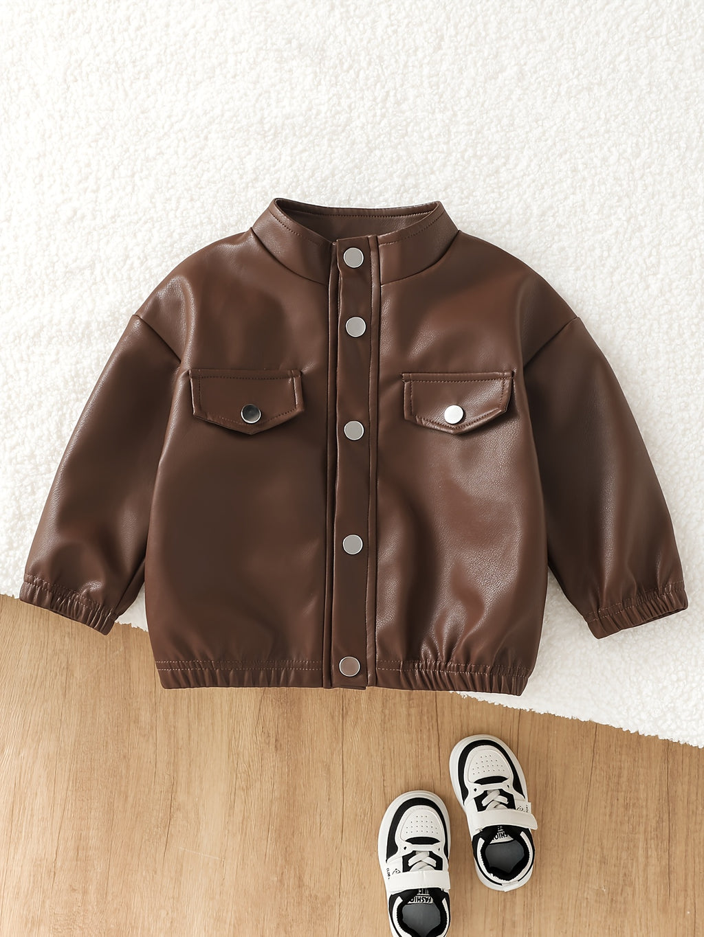 Boys' Spring/Autumn Fashion Cool Stand-Up Collar Jacket, Elastic Cuffs, Practical And Durable, Outdoor Fashion Versatile Retro Biker Style, Ideal Gift Choice