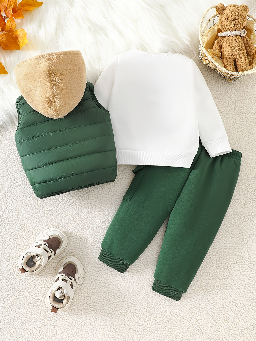 3pcs Set, Baby Boy Teddy Bear Suit