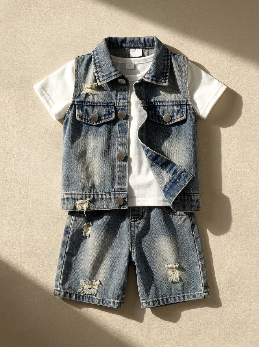 Denim Vest and Jeans Set for Baby Boys, 2-Piece Outfit
