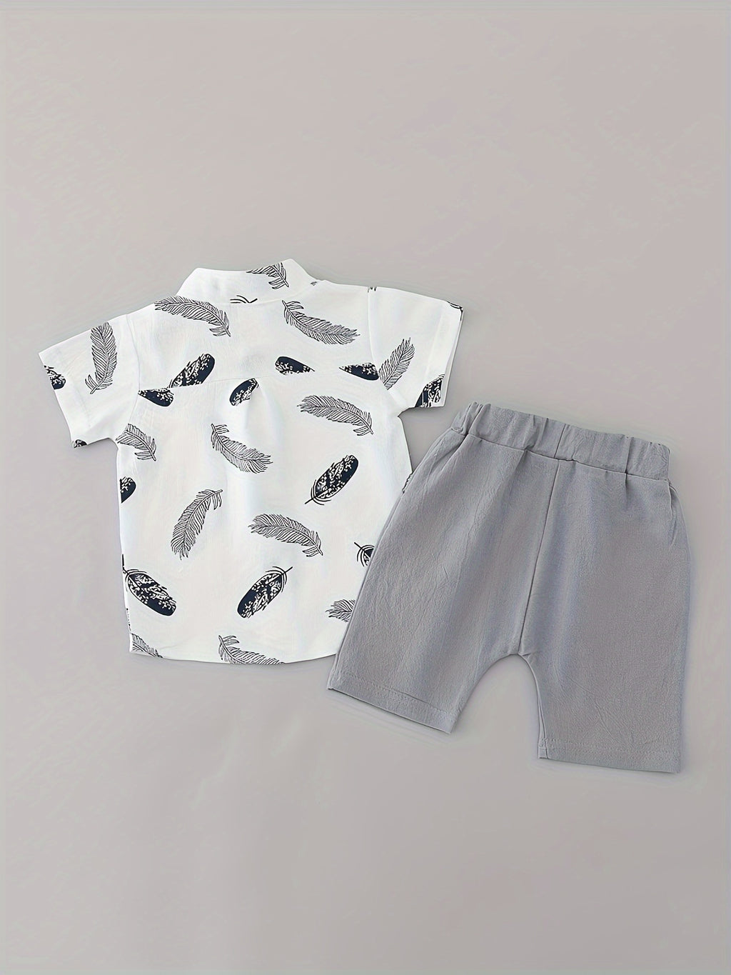 Children'S Summer Feather Shirt Short Sleeve And Shorts Set, for Outdoor