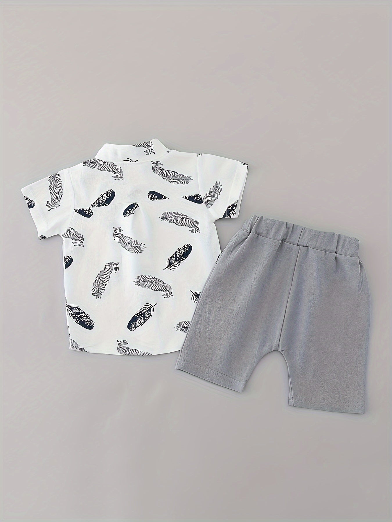 Children'S Summer Feather Shirt Short Sleeve And Shorts Set, for Outdoor