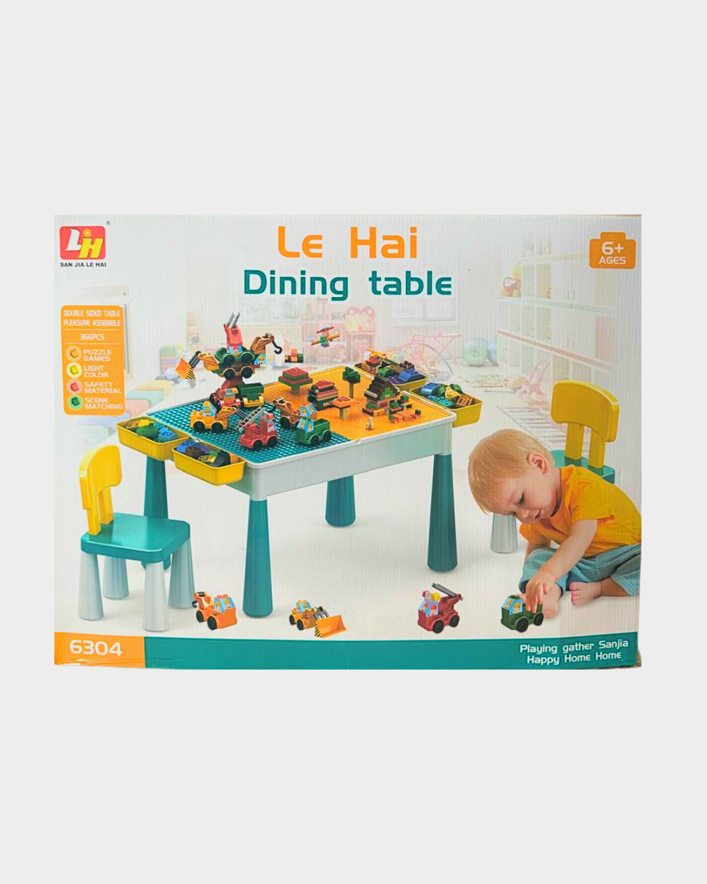 2-in-1 Kids Building Block Table and Activity Dining Set (366 Pieces) - Image 5