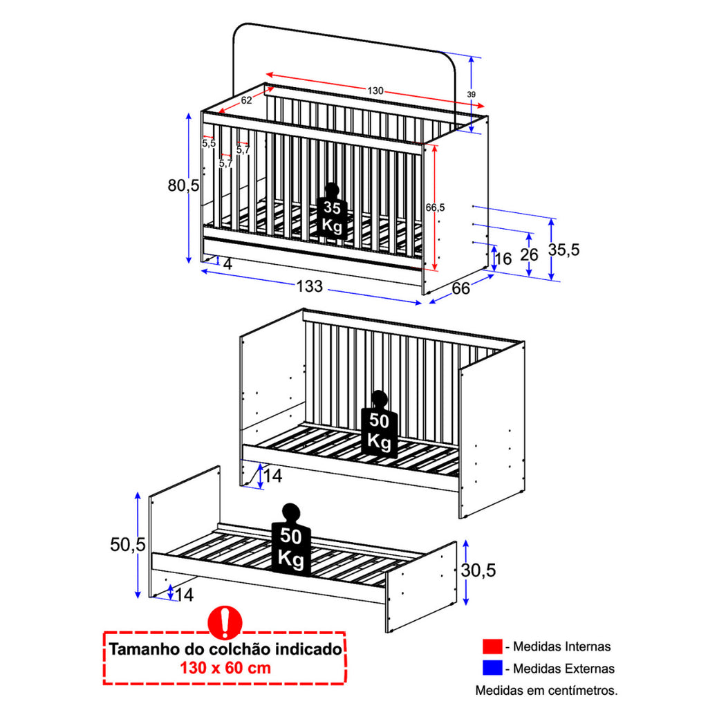 3 in 1 Convertible Crib
