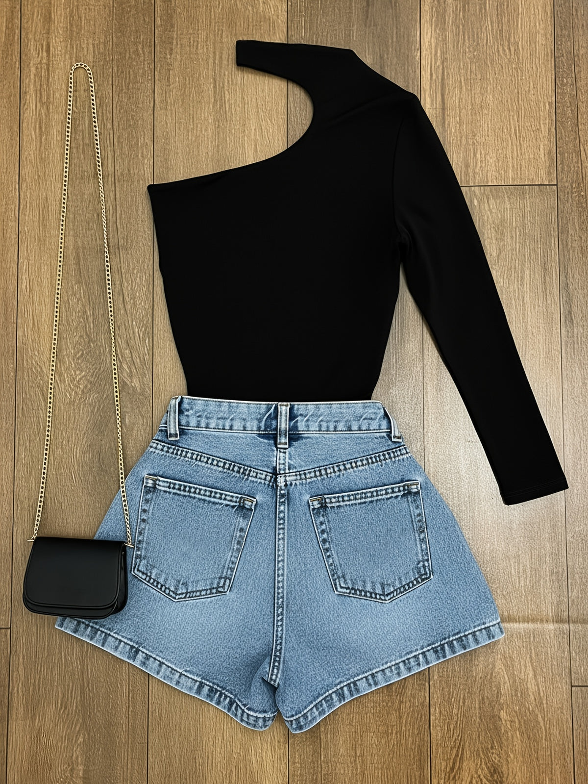Women's Fashion Solid Color Irregular Collar Short Long Sleeve Designer T-Shirt Top