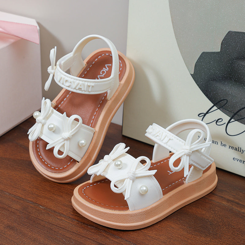 Girls' Summer Sandals, Elegant New Style, Fashionable Korean Princess Design, Cute and Versatile for Students, Stylish Beach Sandals