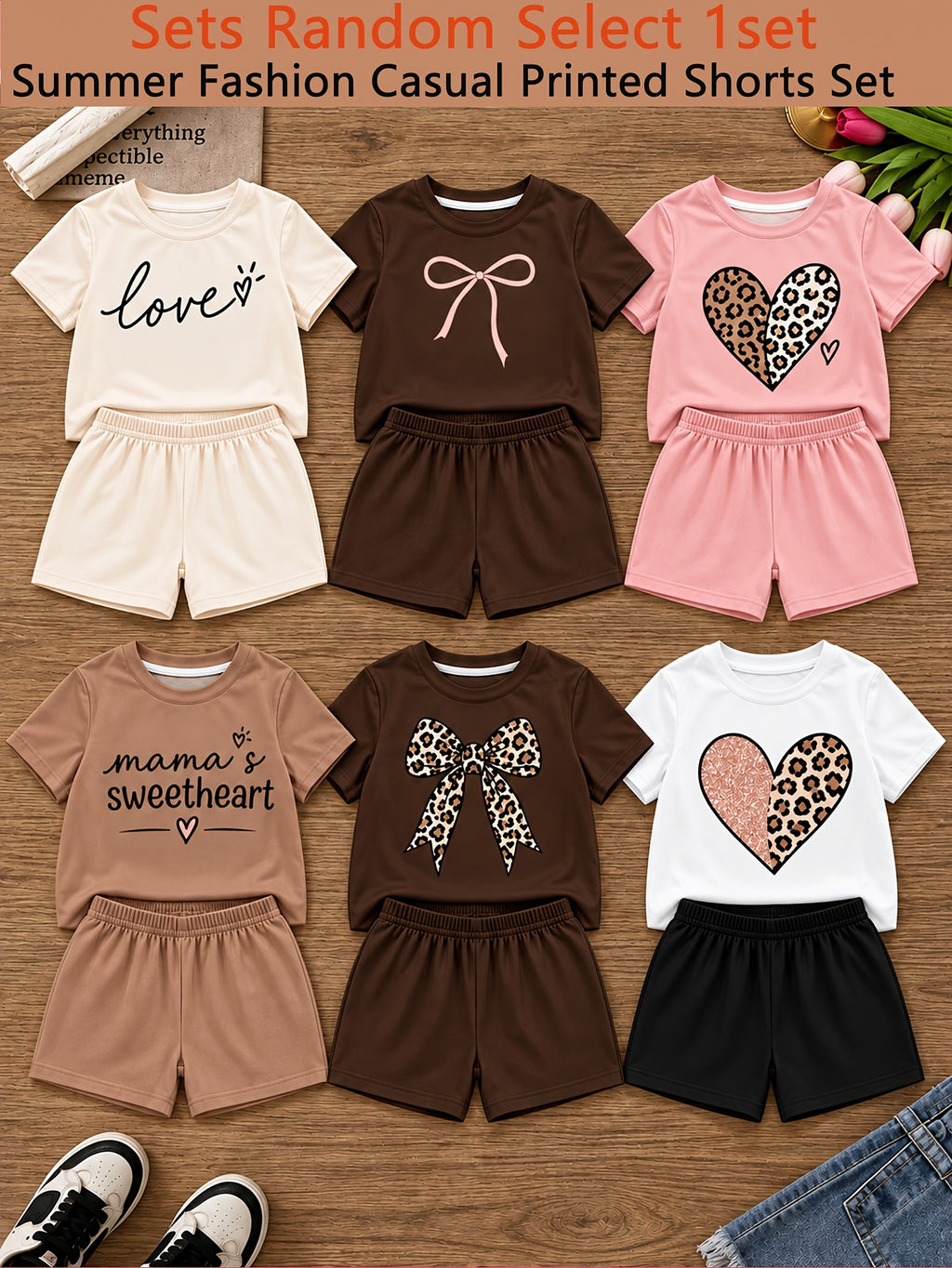 Girls' Summer Shorts Set Soft Breathable Fabric