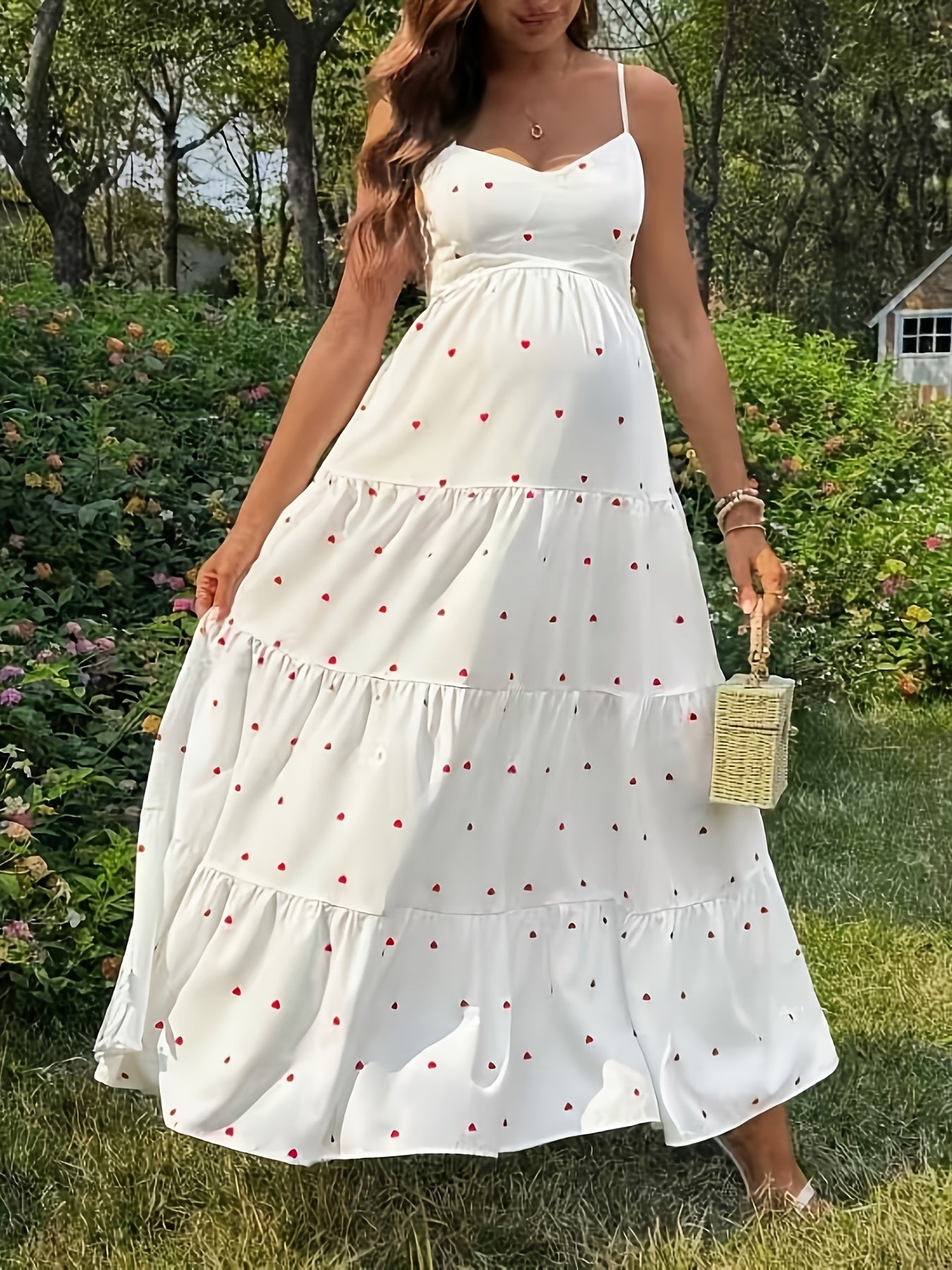 Sweet Elegant Heart Tie Backless Cami Dress for Pregnant Women