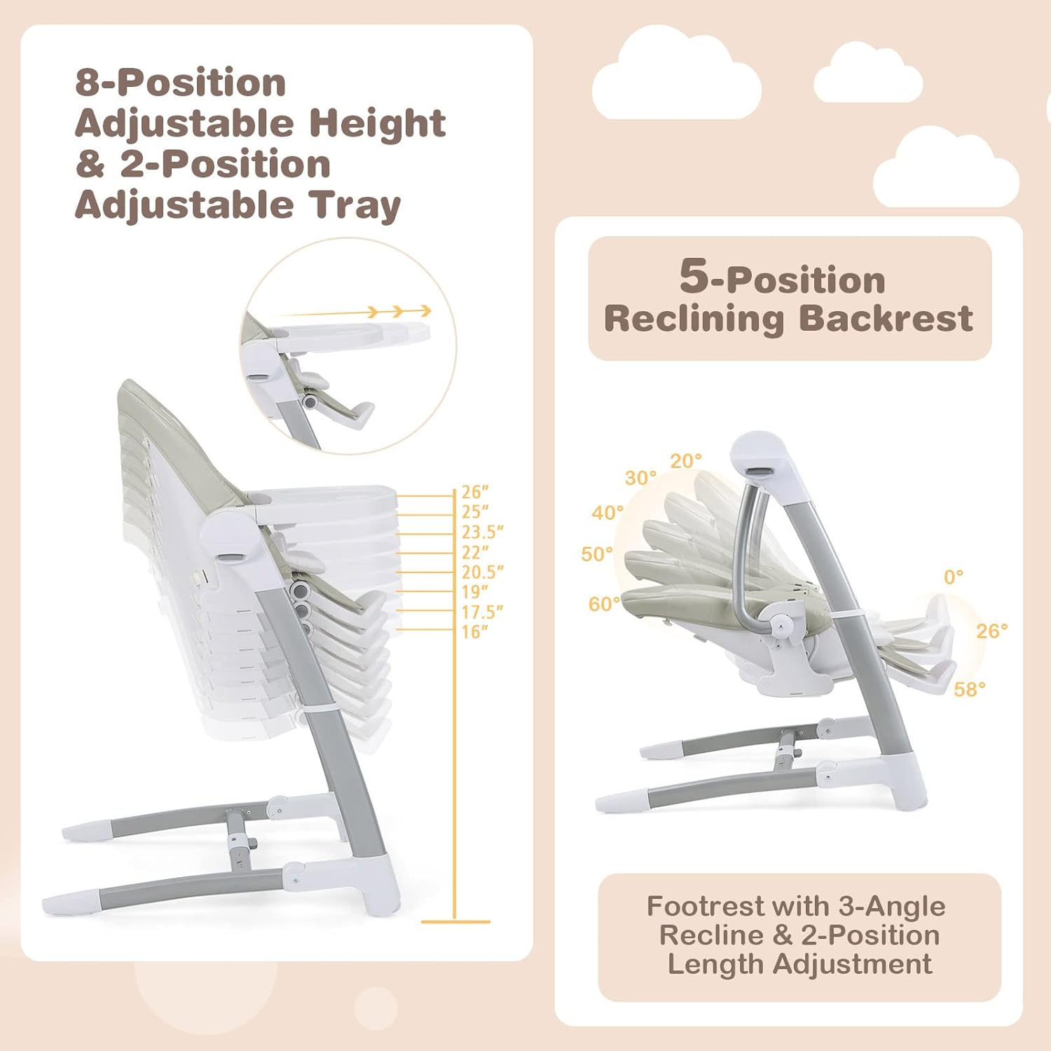 Kidilo All in One High Chair & Swing
