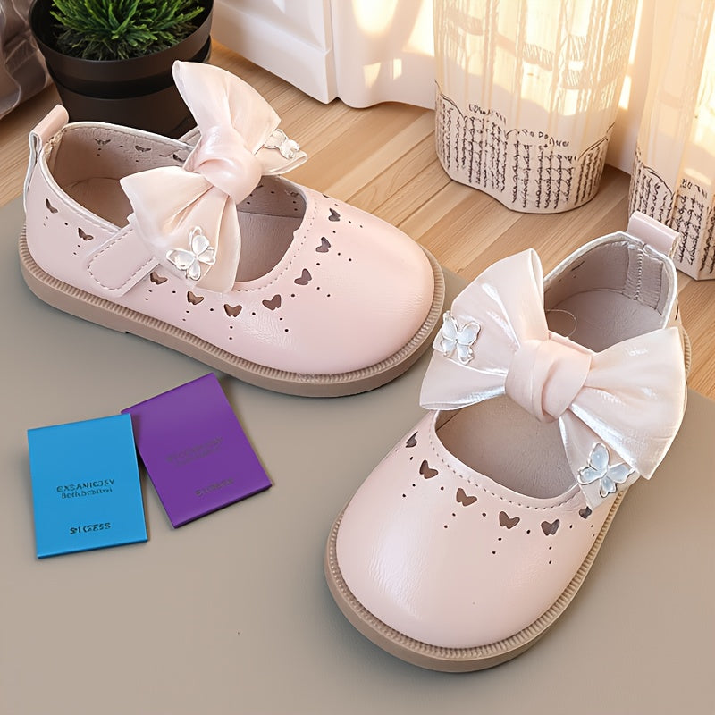 Girls' Lace Bow Preppy All-Season Versatile Princess Shoes, Ladies' Comfortable Soft New Mary Jane Easy Hot Selling Soft-Soled British Style Fashion Baby Shoes
