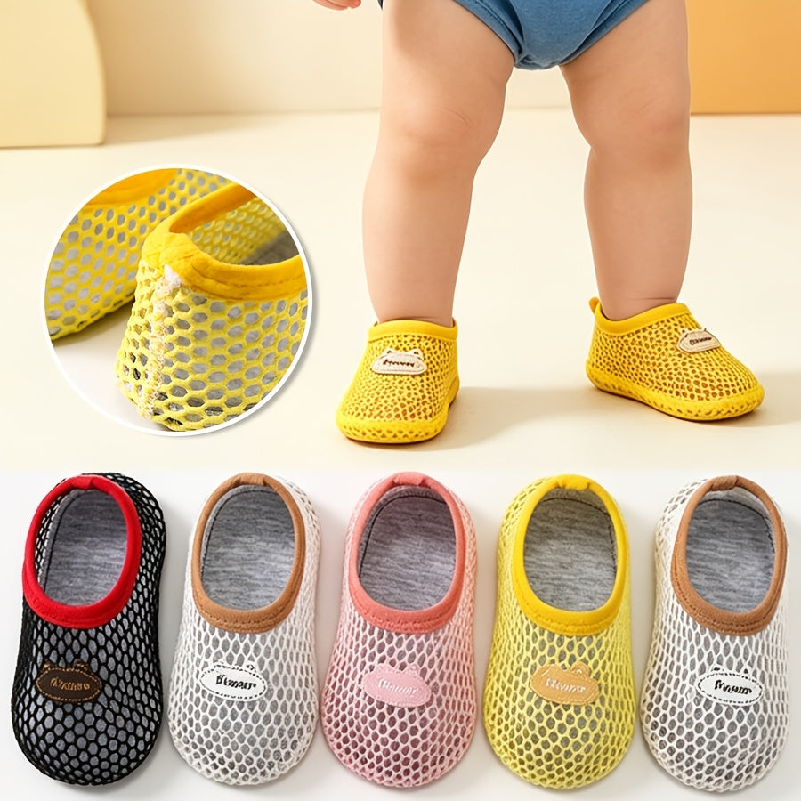 Baby Summer Large Mesh Breathable Walking Socks, Infant Anti-Slip Soft Sole Shallow Mouth Floor Socks, Kids Anti-Heel Indoor Outdoor Early Education Universal