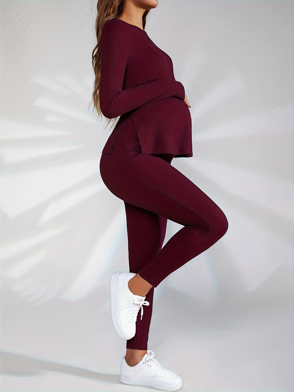 2pcs Set Women's Maternity Wear, Autumn/Winter Long Pants and Top Set