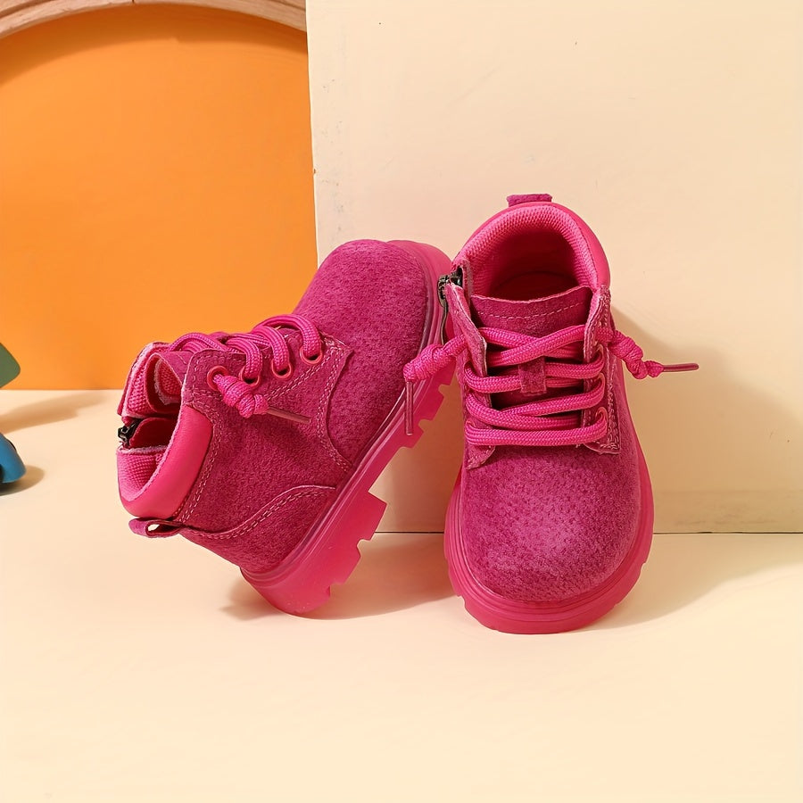 New Children's Baby Girl Toddler Boots, Anti-Slip Wear-Resistant Solid Color Cow Boots for Boys and Girls
