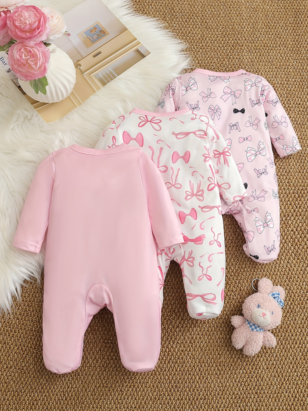 Baby Stuff, Girls' Three-Piece Romper Set