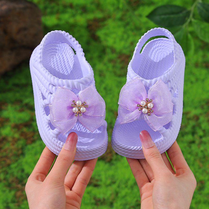 New Fashionable and Cute Bow Princess Sandals for Girls, Versatile and Comfortable Beach Sandals