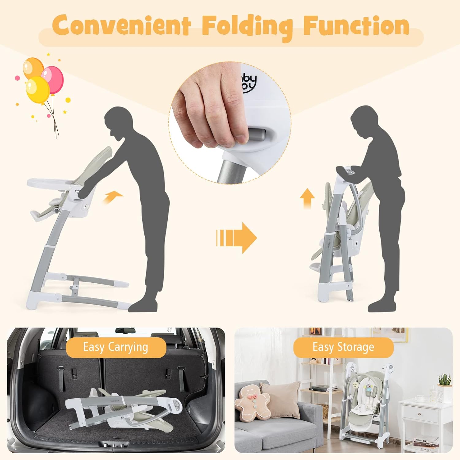 Kidilo All in One High Chair & Swing