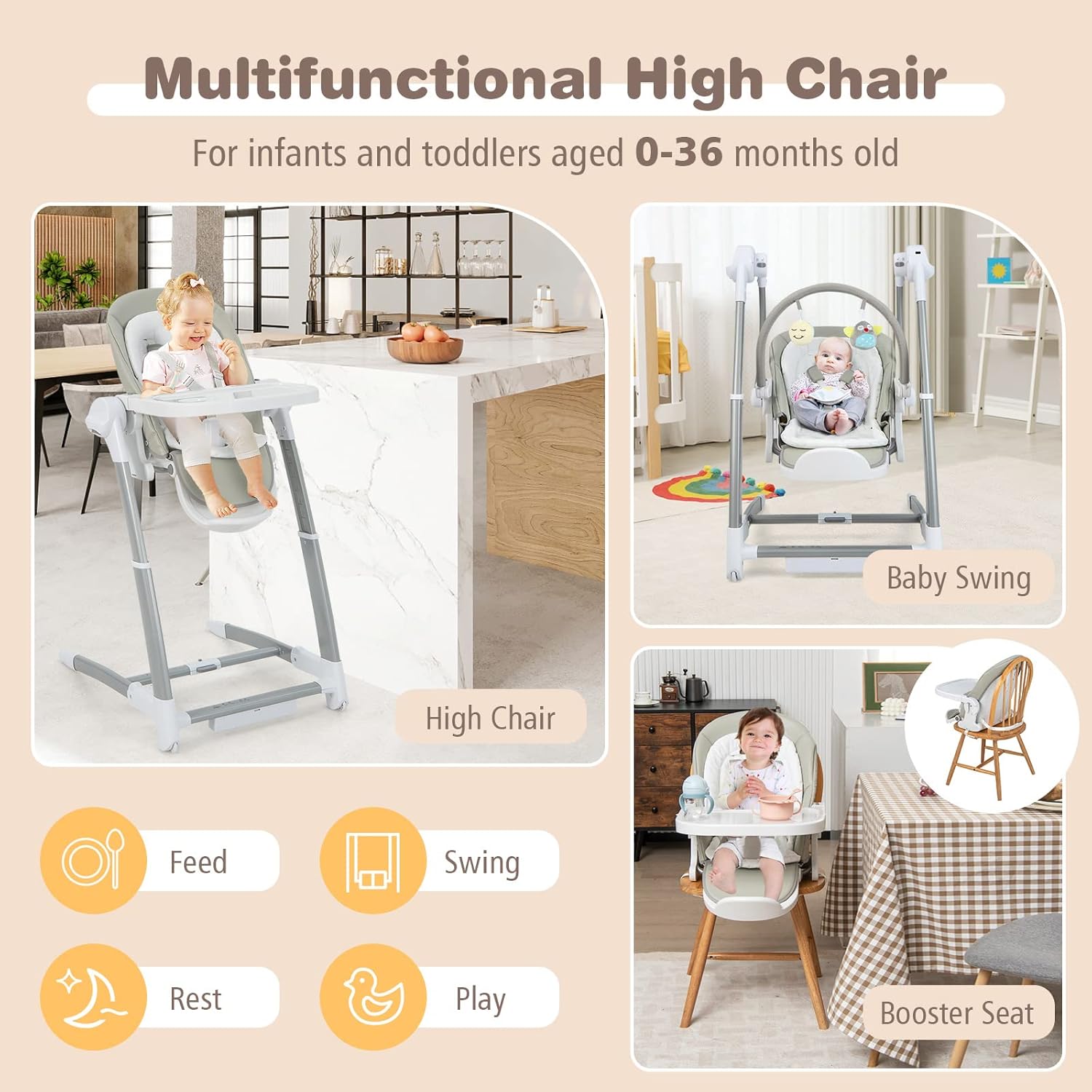 Kidilo All in One High Chair & Swing