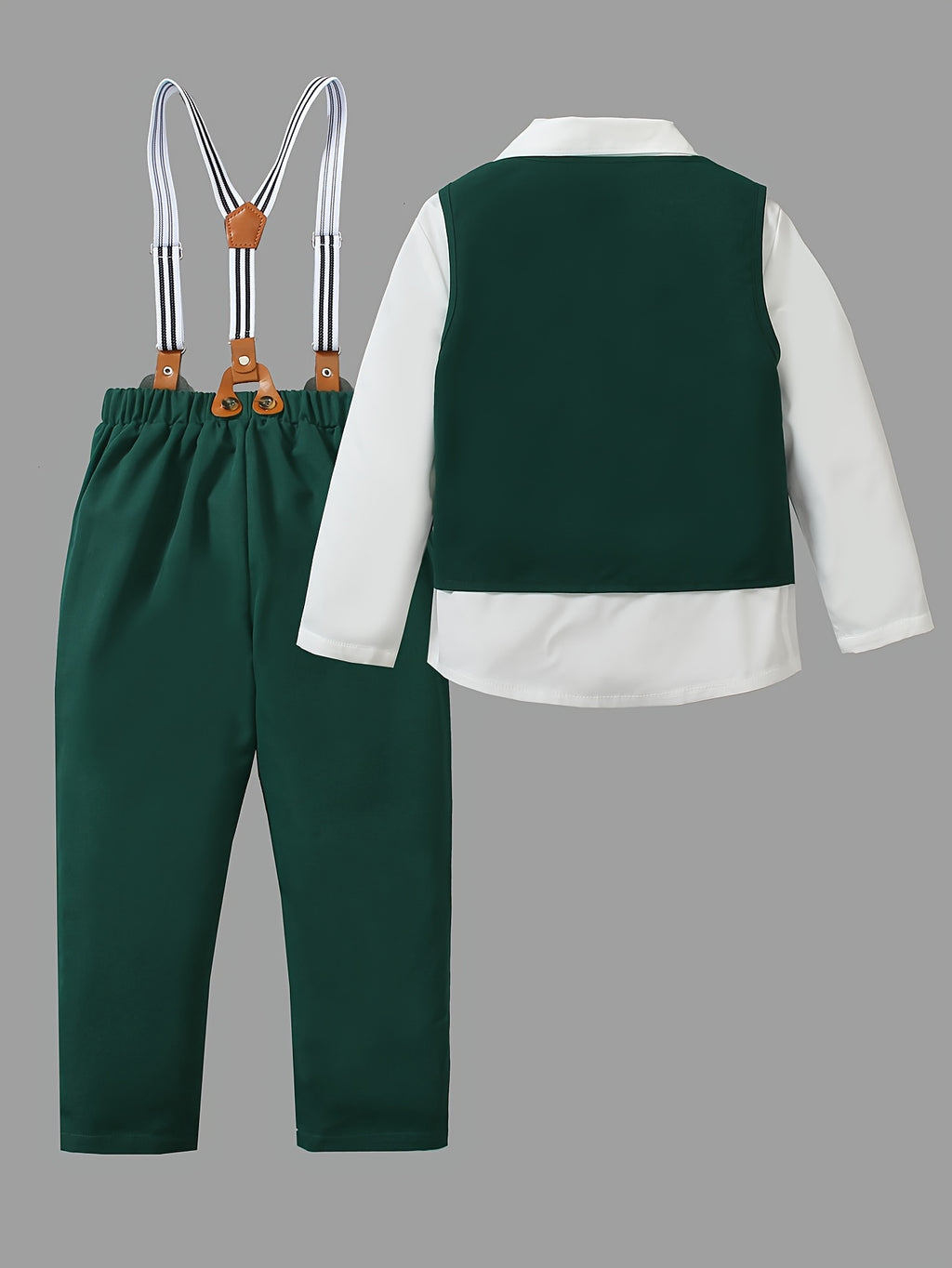 [3Pcss Set] Boys' Gentleman Bow Tie Outfit, Shirt, Vest And Pants 3Pcss Set Boys' Gentleman Suit Spring Autumn, Halloween