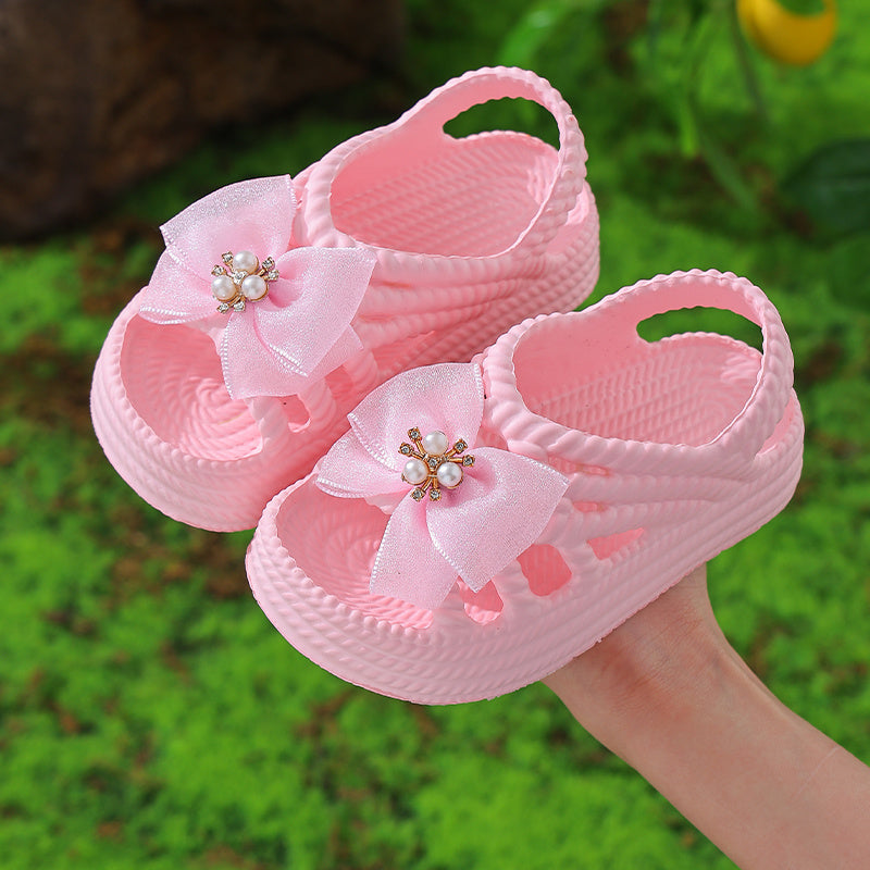 New Fashionable and Cute Bow Princess Sandals for Girls, Versatile and Comfortable Beach Sandals