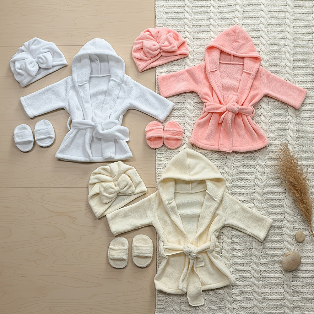 Newborn Photo Outfit Soft Hooded Robe Set With Accessories
